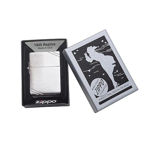 Doosje met de 1935 met Slashes Chrome Replica van Zippo