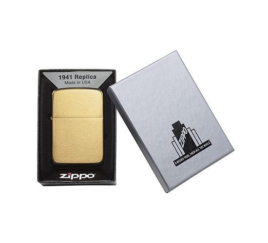 Doosje met de Replica 1941 brushed  Brass van Zippo
