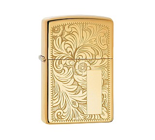 Zippo Venetian aansteker in messing met gepolijste afwerking en lasergravure patroon