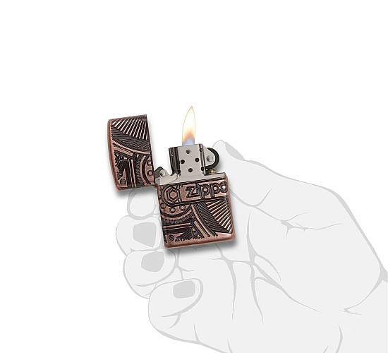 Armor multicut zippo gears design antique copper
