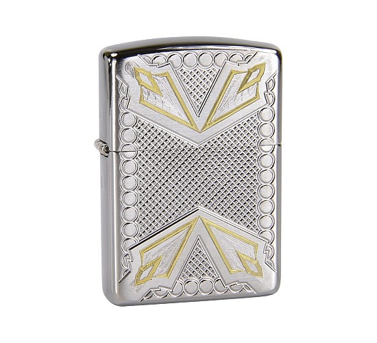 Armor zippo met diep gegraveerde patroon