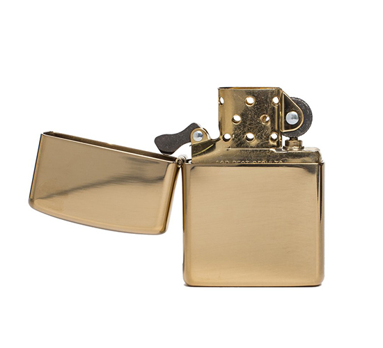 Armor case zippo in hoogglans messing uitvoering