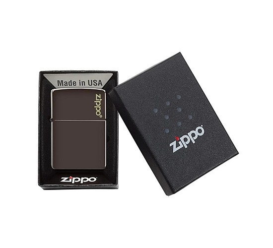 Brown flat zippo with logo
