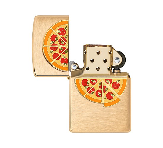 Brushed brass zippo foodie pizza