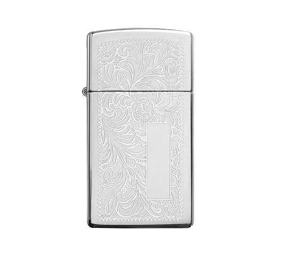 Zippo slim met venetian design in hoogglans chrome