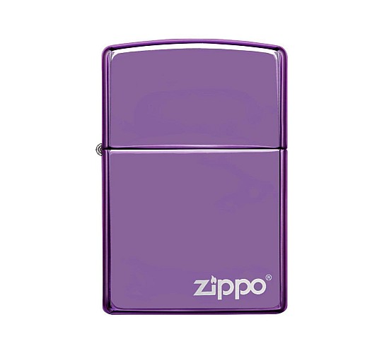 Classic high polish purple zippo with logo