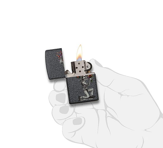 Classic zippo day of the dead man on knees
