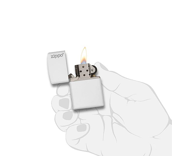 Classic zippo white matte with logo