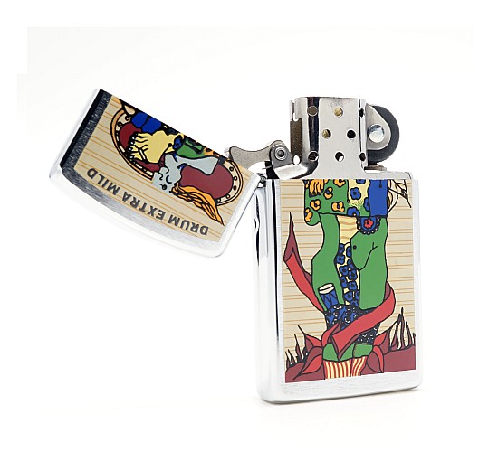 Drum zippo slim open inside