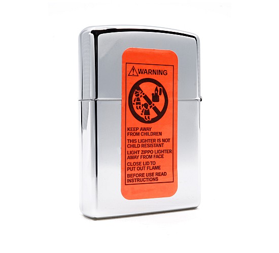 Gepolijste zippo achterkant sticker