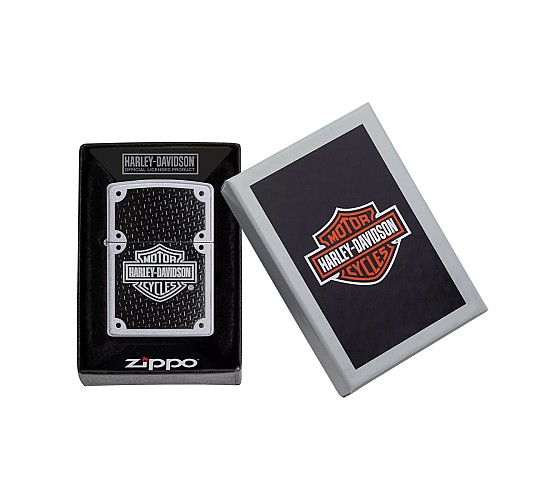 Doosje met de Harley Davidson carbon van Zippo