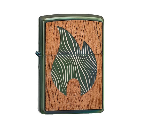 Large flame hout zippo hoek
