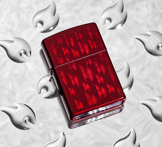 Red iced zippo flames design