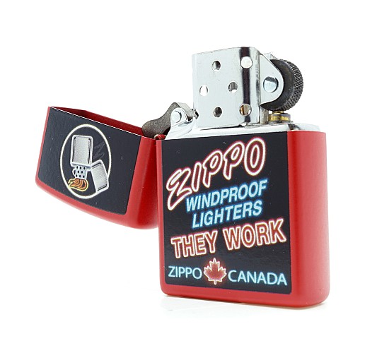 Rode zippo aansteker neon text