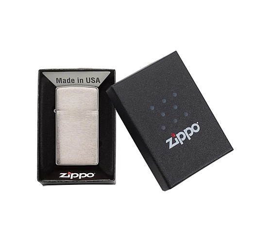 Doosje met de chrome brushed (slim) van Zippo