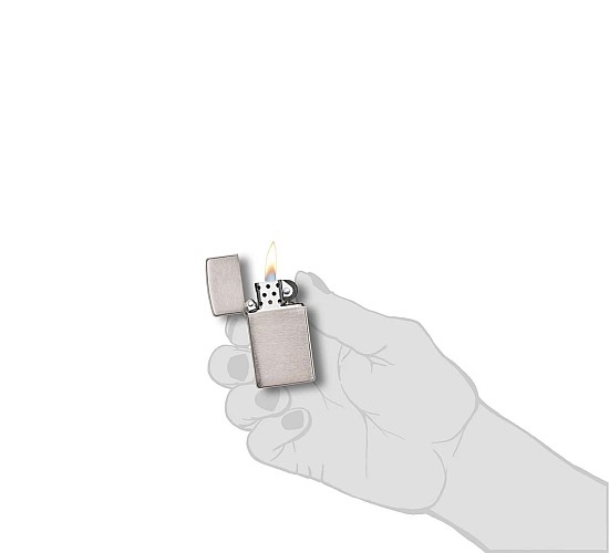Slim zippo brushed chrome