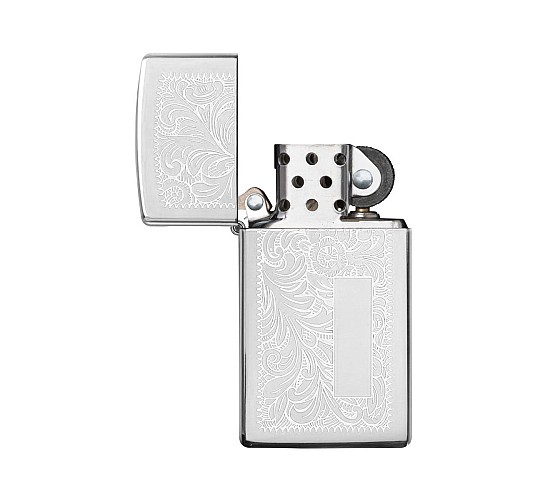 Slim zippo venetian chrome