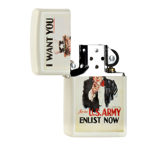 White zippo us army open