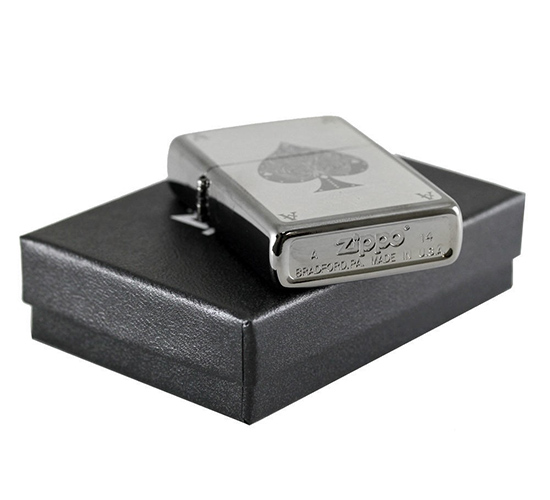 Black Ice® finished zippo body spades filigree