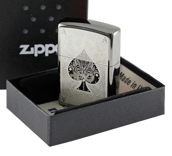 Zippo Ace Filigree 2002706 hoogglans black ice