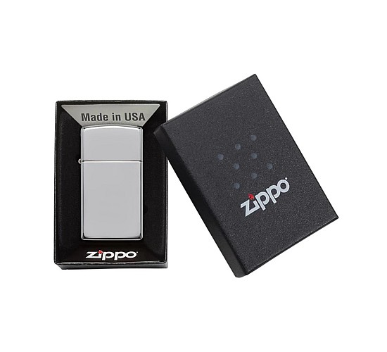 Doosje met de High polished  Chrome Slim van Zippo