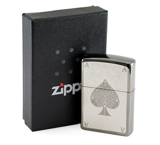 Zippo Ace Filigree met black ice finish