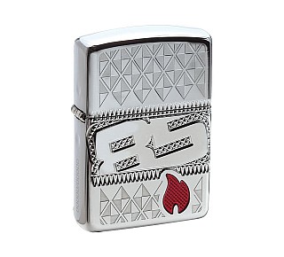 Zippo 85th Anniversary 2017 Armor aansteker met gepolijste chrome afwerking, epoxy inlay rood Zippo-logo en diep gegraveerd 85-jaar symbool