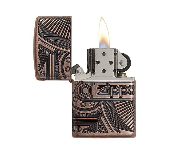 Zippo armor gears design antique copper
