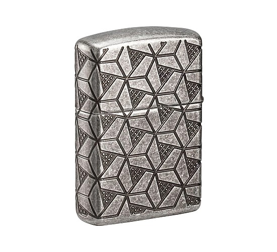 Zippo armor geometric pattern design antique silver