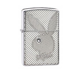 Zippo Playboy Crystal eye Armor aansteker in gepolijst chrome met diepe gravure en Swarovski kristal in het oog