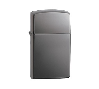 Zippo Black ice slim regular aansteker met gepolijste, geheel zwarte afwerking