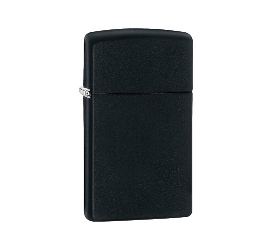 Zippo Black slim aansteker met matte zwarte afwerking en slank design