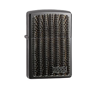 Zippo braided design regular aansteker in gepolijste black ice kleur met vlechtpatroon embleem in reliëf