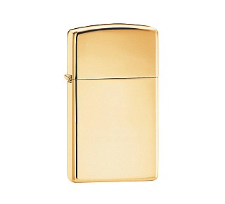 Zippo brass high polished slim aansteker met glanzende messing afwerking