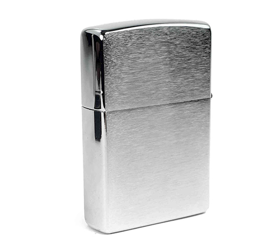 Zippo ZI Flame emblem brushed chrome achterkant