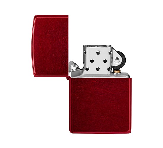 Zippo candy apple red open lid