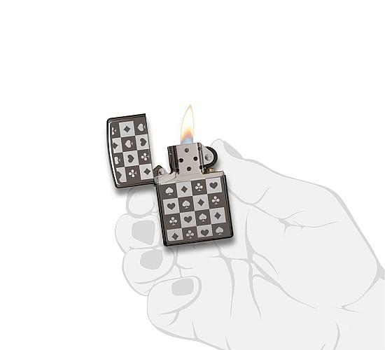 Zippo card suits black ice