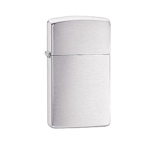 Zippo chrome brushed slim aansteker met matte, geborstelde chrome afwerking