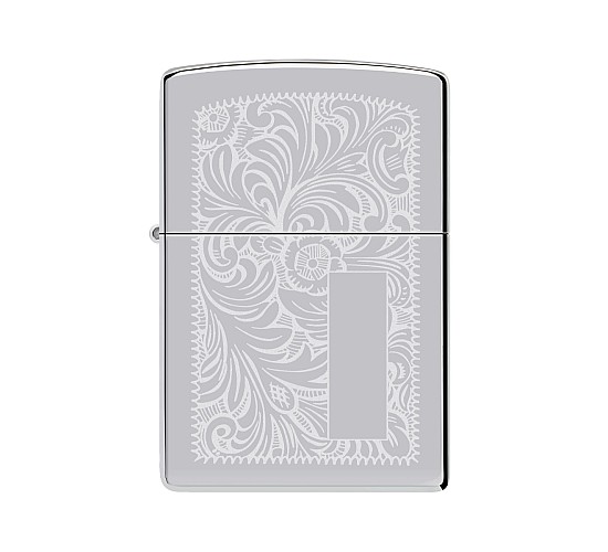 Hoogglans chromen zippo met Venetiaanse stijl