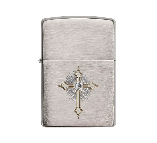 Zippo cross and swarovski stone