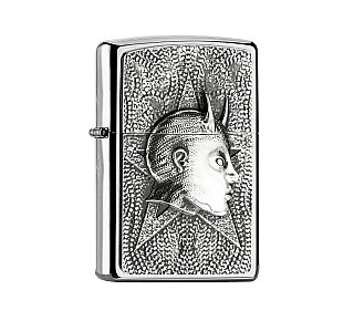 Zippo Devil female emblem chrome aansteker met reliëf van vrouwelijke demon en geborstelde afwerking