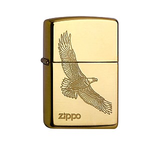 Zippo Eagle messing aansteker met gepolijste afwerking en lasergegraveerde arend