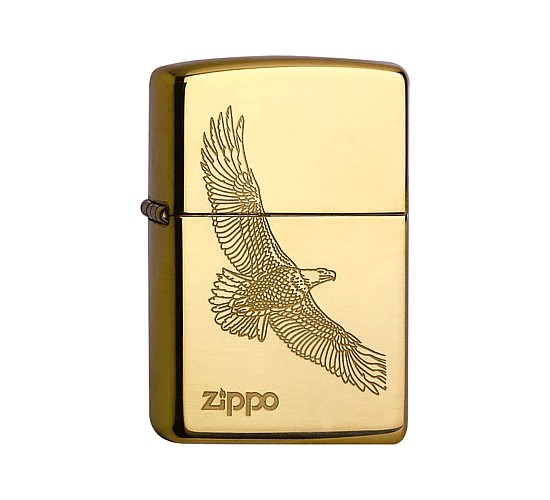 Zippo Eagle messing aansteker met gepolijste afwerking en lasergegraveerde arend