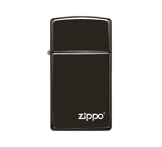Zippo slim case met ebony finish en icoon logo