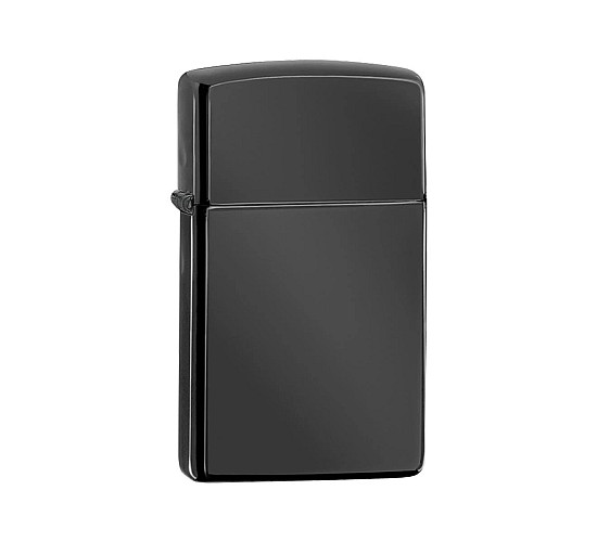 Zippo Ebony slim aansteker met zwarte gepolijste afwerking een minimalistisch design zonder logo
