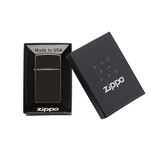 Zippo ebony slim high polish black
