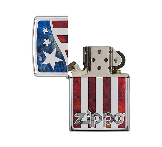 Zippo flag of america open flame