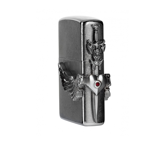 Zippo flying heart sword front