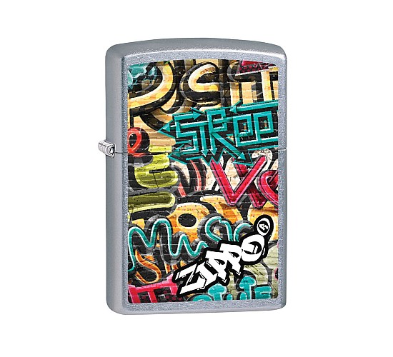 Zippo Graffiti 2017 aansteker met Street Chrome afwerking en kleurrijke graffiti print
