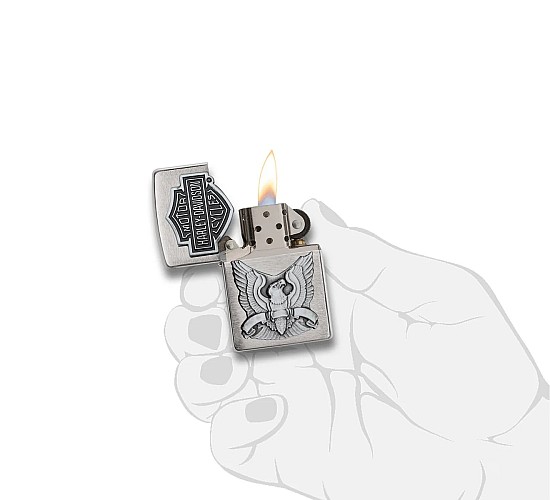 Zippo Harley Davidson arend Brushed Chrome Finish